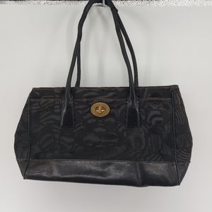 Coach 11559 Madeline Large Black Canvas Leather Shoulder Bag